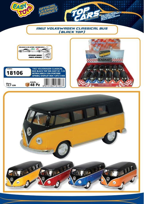 EASY TOYS 1962 VOLKSWAGEN CLASSICAL BUS BLACK TOP- Conf da 1